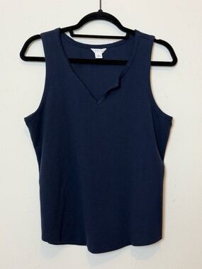 Caslon Navy Sleeveless Notch-Neck Tank